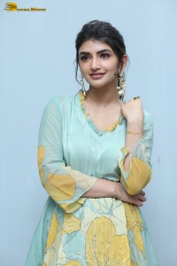 Telugu actress sreeleela in a green salwar