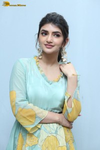 Telugu actress sreeleela in a green salwar