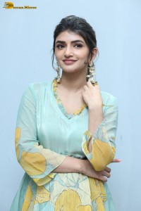 Telugu actress sreeleela in a green salwar