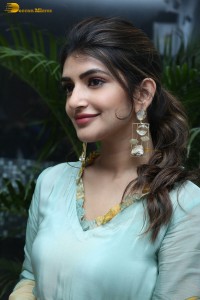 Telugu actress sreeleela in a green salwar