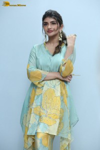 Telugu actress sreeleela in a green salwar