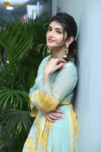 Telugu actress sreeleela in a green salwar