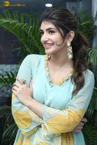 Telugu actress sreeleela in a green salwar
