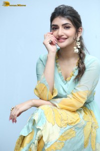 Telugu actress sreeleela in a green salwar