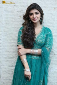 Actress sreeleela in a green dress