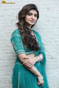 Actress sreeleela in a green dress