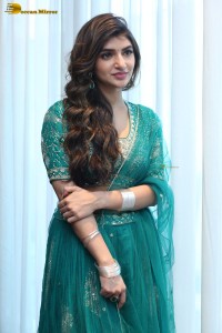 Actress sreeleela in a green dress