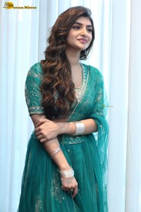 Actress sreeleela in a green dress