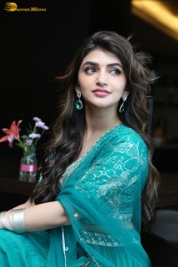 Actress sreeleela in a green dress