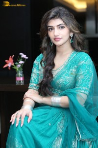 Actress sreeleela in a green dress