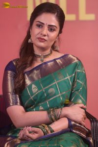 telugu anchor and actress sreemukhi gorgeous in a green saree
