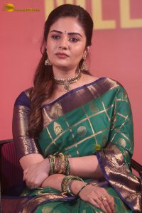 telugu anchor and actress sreemukhi gorgeous in a green saree