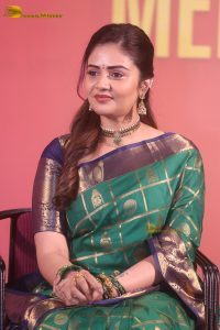 telugu anchor and actress sreemukhi gorgeous in a green saree