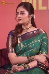telugu anchor and actress sreemukhi gorgeous in a green saree