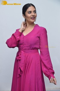 Popular anchor and actress Sreemukhi photoshoot in a pink dress