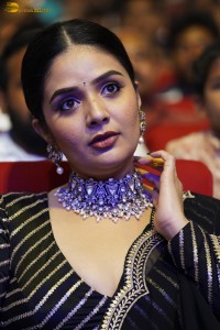 actress sreemukhi beautiful in a black lehenga choli at an event