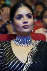 actress sreemukhi beautiful in a black lehenga choli at an event
