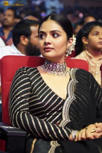 actress sreemukhi beautiful in a black lehenga choli at an event