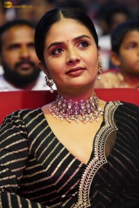actress sreemukhi beautiful in a black lehenga choli at an event