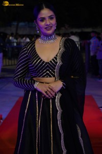 actress sreemukhi beautiful in a black lehenga choli at an event