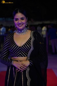 actress sreemukhi beautiful in a black lehenga choli at an event