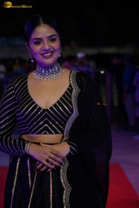 actress sreemukhi beautiful in a black lehenga choli at an event