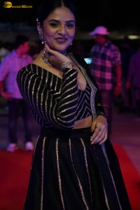 actress sreemukhi beautiful in a black lehenga choli at an event