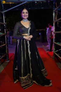 actress sreemukhi beautiful in a black lehenga choli at an event