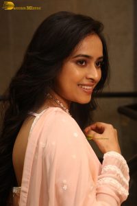 actress sri divya cute photo shoot in a pink salwar dress