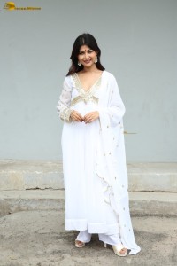 actress Srijita Ghosh cute photo shoot in a white salwar dress