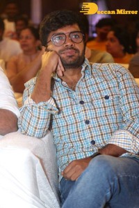 Varsha Bollamma, Indraja and Raj Tarun attend the Pre-Release function of the movie Stand Up Rahul
