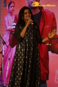 Varsha Bollamma, Indraja and Raj Tarun attend the Pre-Release function of the movie Stand Up Rahul