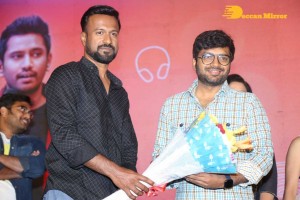 Varsha Bollamma, Indraja and Raj Tarun attend the Pre-Release function of the movie Stand Up Rahul