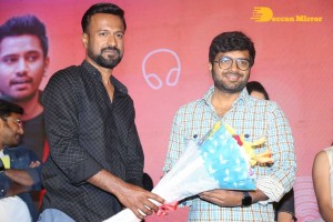 Varsha Bollamma, Indraja and Raj Tarun attend the Pre-Release function of the movie Stand Up Rahul