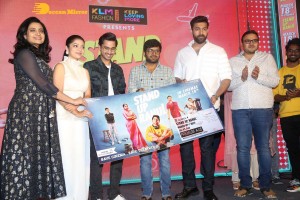 Varsha Bollamma, Indraja and Raj Tarun attend the Pre-Release function of the movie Stand Up Rahul