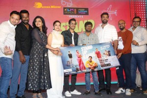 Varsha Bollamma, Indraja and Raj Tarun attend the Pre-Release function of the movie Stand Up Rahul