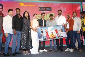 Varsha Bollamma, Indraja and Raj Tarun attend the Pre-Release function of the movie Stand Up Rahul