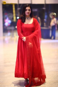 Telugu Actress Sunaina in a red salwar dress