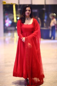 Telugu Actress Sunaina in a red salwar dress