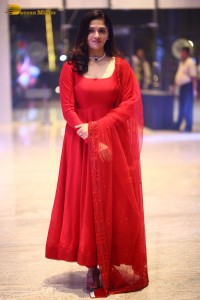 Telugu Actress Sunaina in a red salwar dress