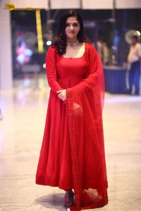 Telugu Actress Sunaina in a red salwar dress