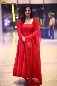 Telugu Actress Sunaina in a red salwar dress