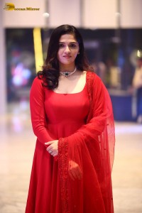 Telugu Actress Sunaina in a red salwar dress