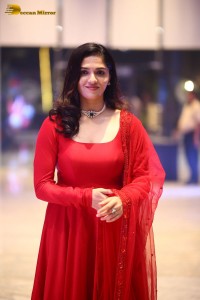 Telugu Actress Sunaina in a red salwar dress