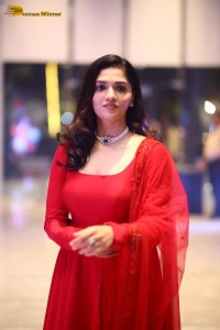 Telugu Actress Sunaina in a red salwar dress