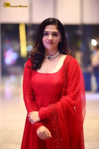 Telugu Actress Sunaina in a red salwar dress