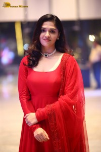 Telugu Actress Sunaina in a red salwar dress