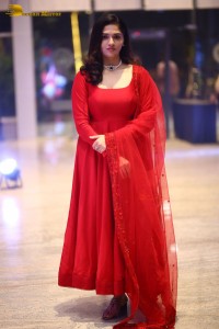 Telugu Actress Sunaina in a red salwar dress