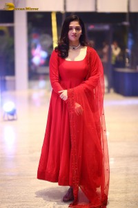 Telugu Actress Sunaina in a red salwar dress