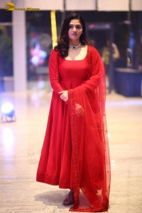 Telugu Actress Sunaina in a red salwar dress